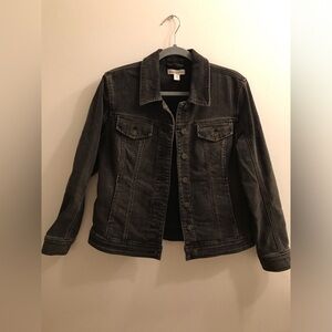 WOMENS DENIM JACKET STRETCH MATERIAL COLOR BROWN SIZE 12